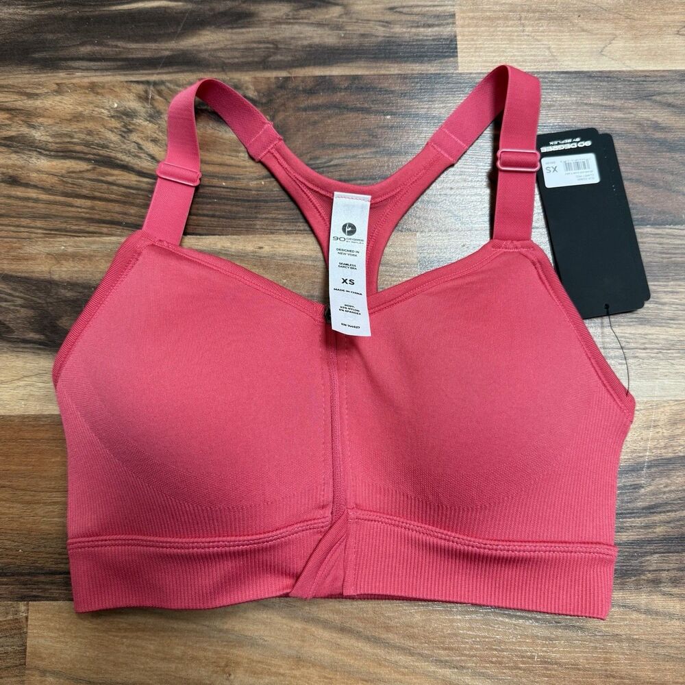 90 Degree By Reflex Claret Red Seamless Darcy Zip Front Bra Size XS Sports NWT